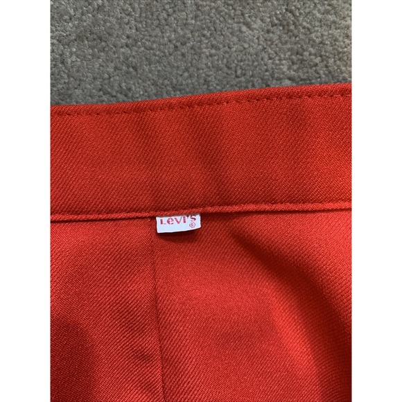 Levis High Waist Trouser Pants 16 Straight Leg Polyester Red‎ Vintage 70s 80s - Picture 7 of 9
